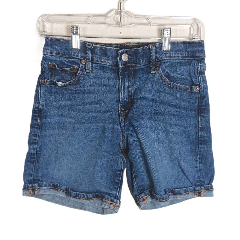 GAP Denim Shorts Womens 27 Dark Indigo 5" Cuff Hem Spring Summer Festival